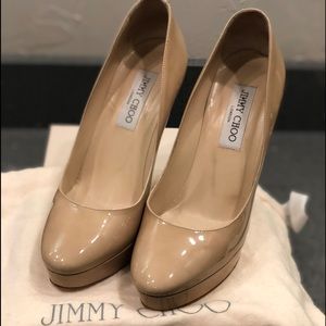 💥 SOLD 💥 Jimmy Choo Cosmic Patent Nude 38 Pumps